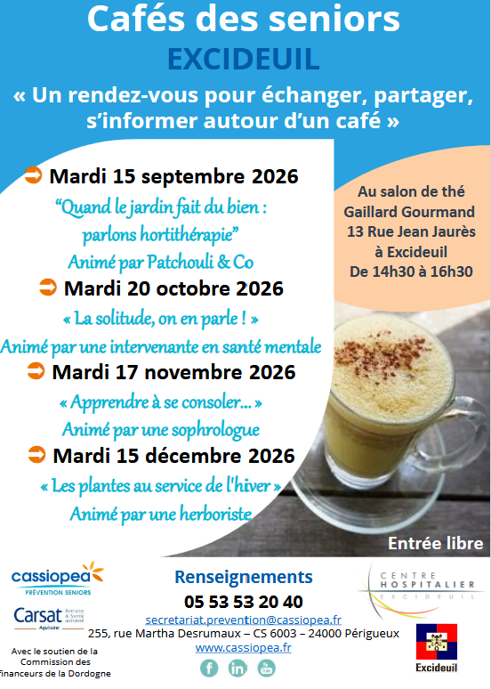 Café des seniors - Excideuil - Programme du 3ème trimestre 2026