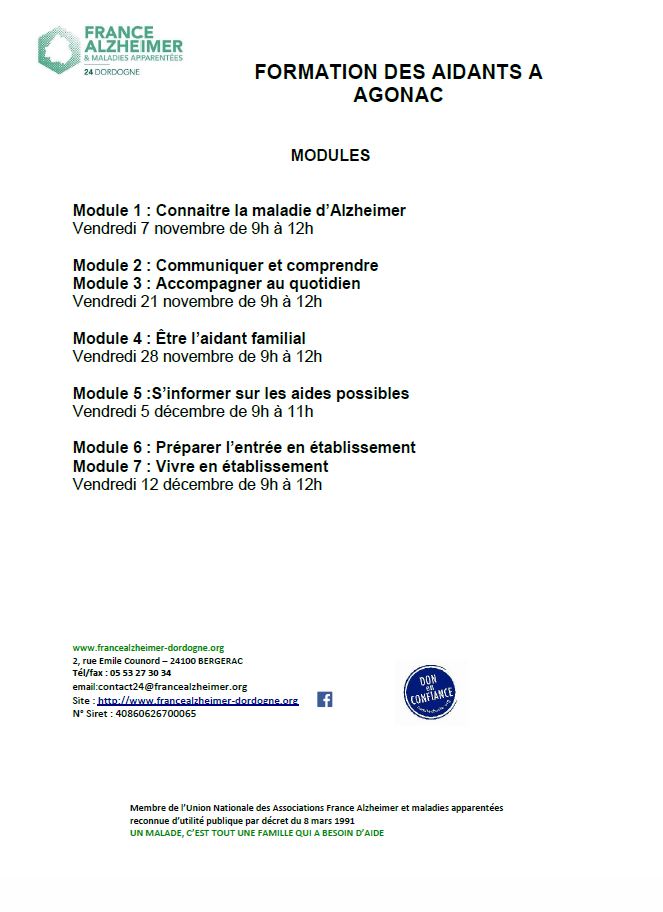 modules programme formation France Alzheimer